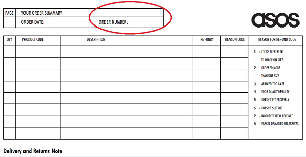 Welcome to ASOS Returns Service - Returns Request Form